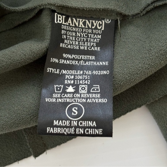 Blank NYC Jacket Faux Suede Draped Moto Green - Picture 6 of 8